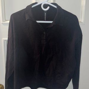 Lord and Taylor Black 1/4 Button Up Dress Shirt